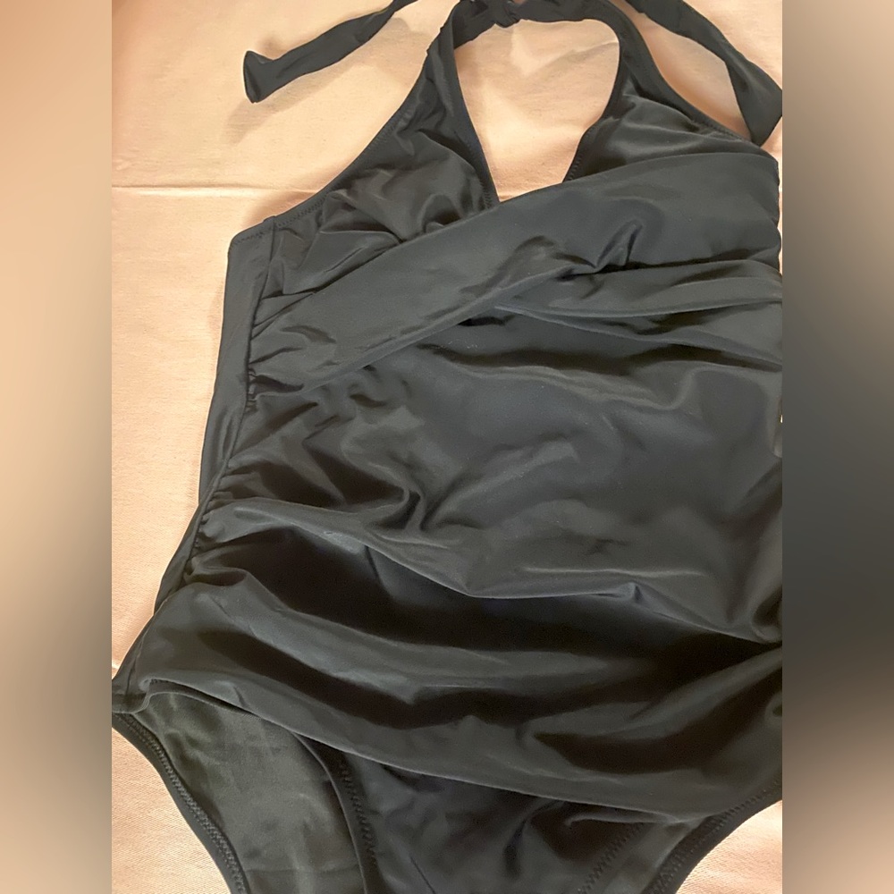 Shein Black halter, one piece, bathing suit, size medium NWOT